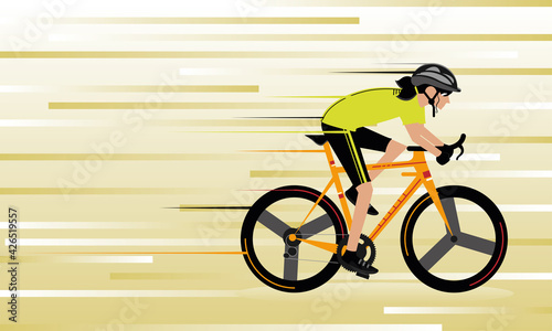 Woman riding a route bicycle - Vector illustration