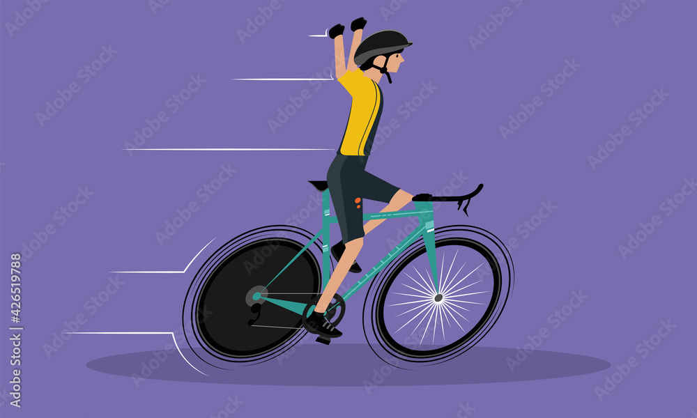 Fototapeta premium Man riding a route bicycle - Vector illustration