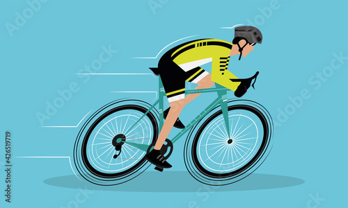 Man riding a route bicycle - Vector illustration