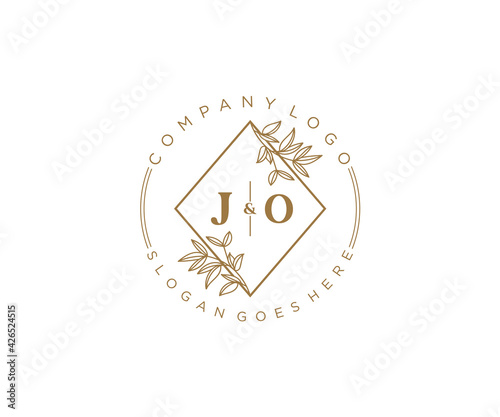 initial JO letters Beautiful floral feminine editable premade monoline logo suitable for spa salon skin hair beauty boutique and cosmetic company.