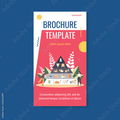 Hierarchy pyramid concept. Graphic triangle with basic person needs, safety, love, social esteem levels. Vector illustration for sociology, marketing, management topics