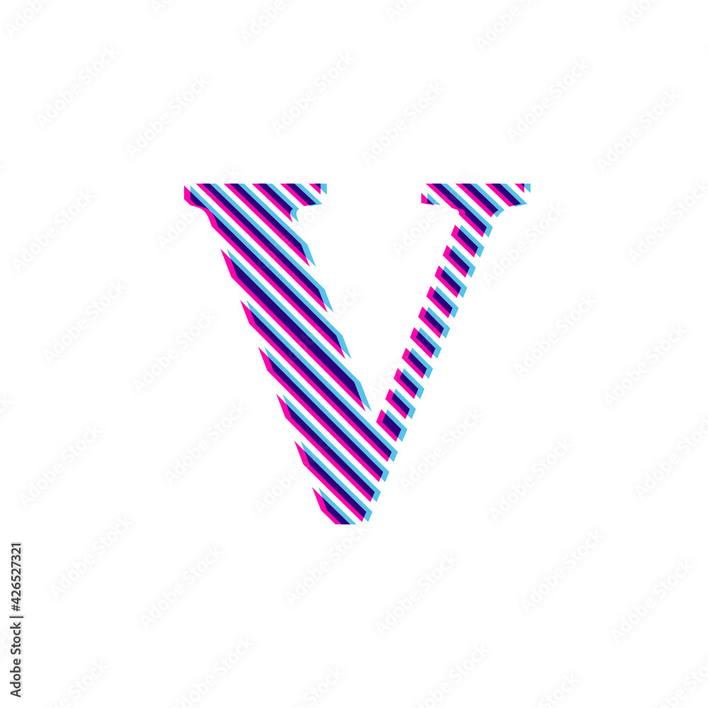 Obraz premium Capital letter V, letter in purple embroidered fabric 