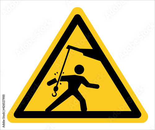 Warning sign, use electric hoists with caution.