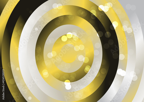 Black Yellow and Grey Gradient Concentric Circles Background