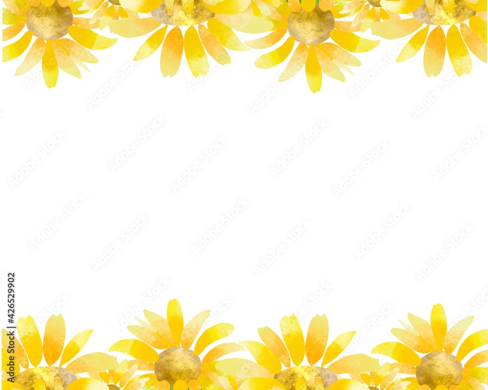 watercolor sunflower‘s flower frame, round, small watercolor sunflower‘s flower frame, round, small