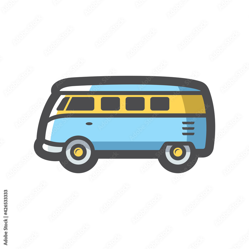 Retro travel Van Vector icon Cartoon illustration Retro travel Van Vector icon Cartoon illustration