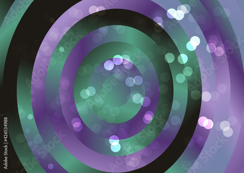 Black Purple and Green Gradient Concentric Circles Background
