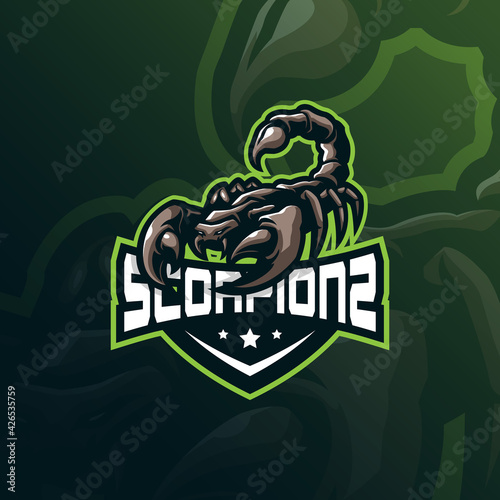 Scorpion mascot logo design vector with modern illustration concept style for badge, emblem and tshirt printing. Scorpion illustration for sport team.