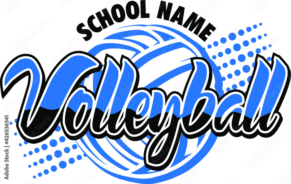 volleyball team design with ball outline and dots for school, college
