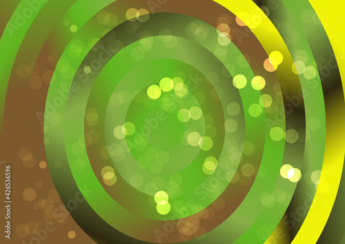 Brown and Green Gradient Concentric Circles Background