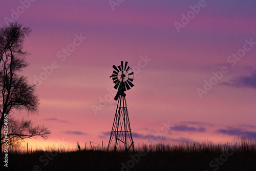 windmill in sunset