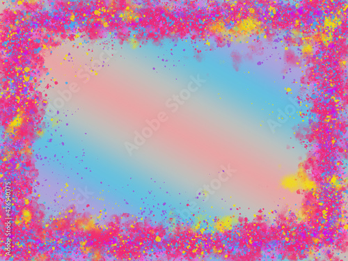 An abstract neon splatter border background image.