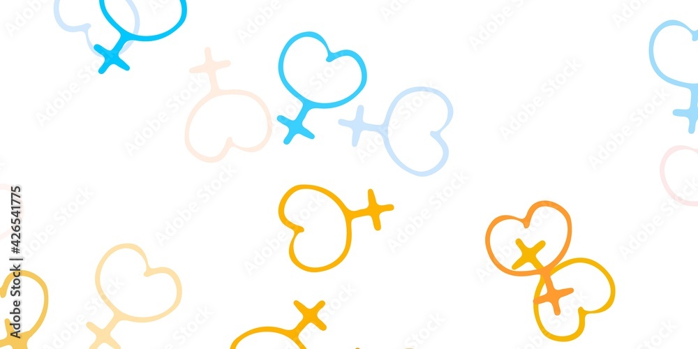 Light Blue, Yellow vector texture with women's rights symbols. Light Blue, Yellow vector texture with women's rights symbols.