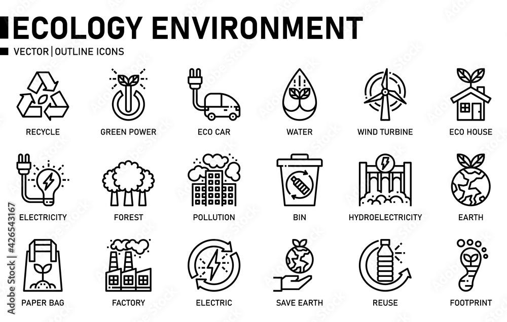 Ecology icon for website, application, printing, document, poster design, etc.
