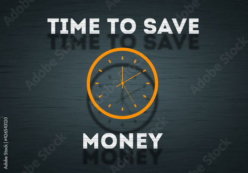 Time to save money with time clock, 3D render 