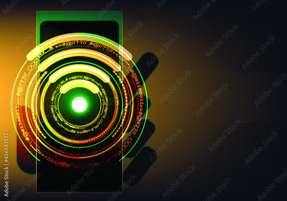 Mobile phone in left hand and hold by five fingers.Background with