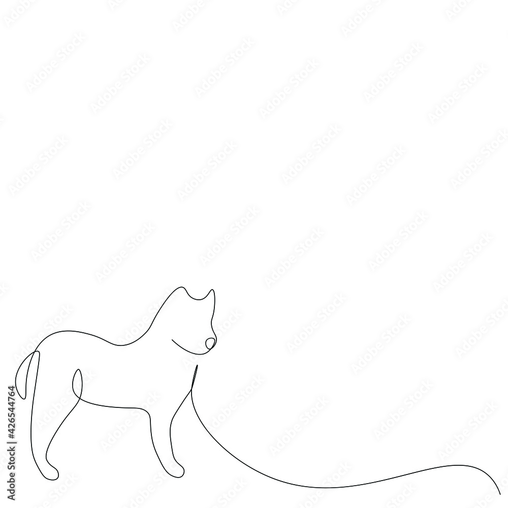 Dog animal one line drawing vector illustration