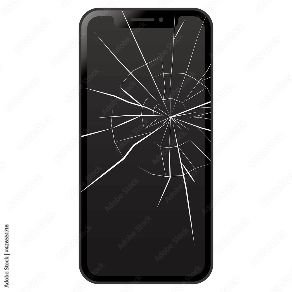 Broken Mobile Phone Screen スマホの画面割れ Stock Vector Adobe Stock