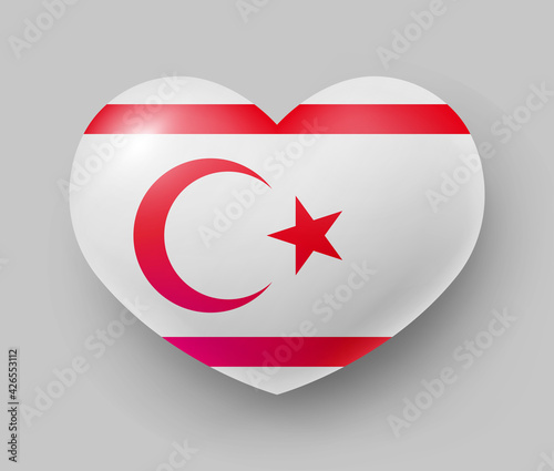 Free Download Heart shaped glossy national flag of Northern Cyprus. European country national flag button, Symbol of Northern Cyprus in patriotic colors realistic vector illustration on gray background - GFXLoad