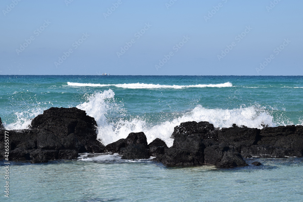 Ocean waves in Jeju Island