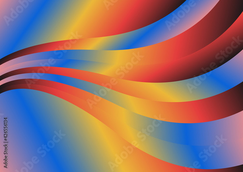 Wavy Red Yellow and Blue Gradient Background Illustration