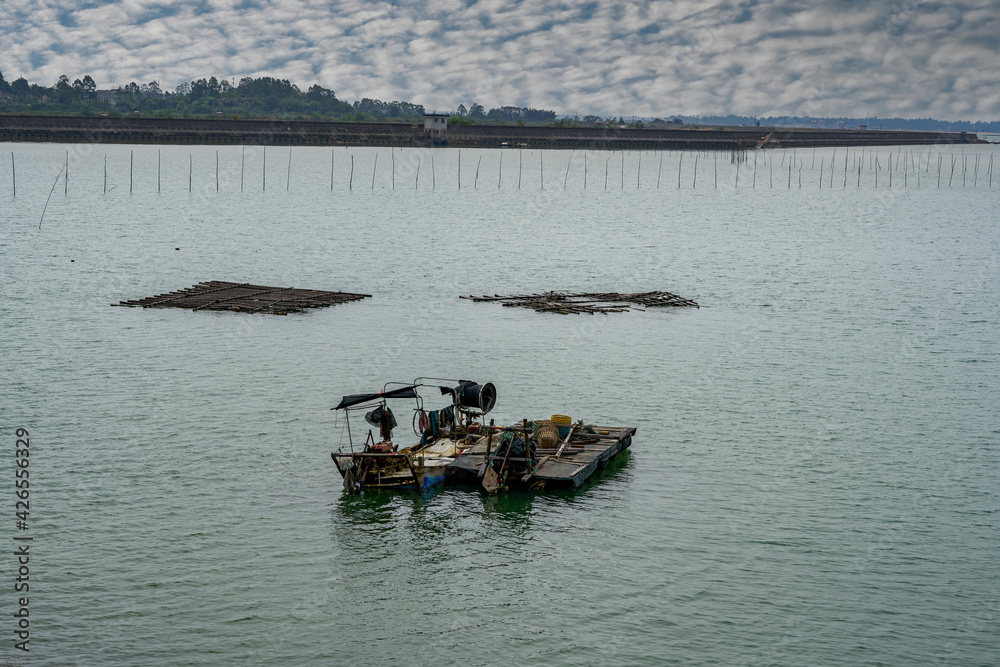 custom made wallpaper toronto digitalFishing boats and bamboo fishing nets for fishermen by the sea