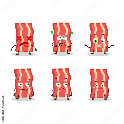 Bacon cartoon in character with nope expression