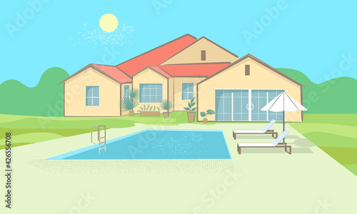 Cottage with a swimming pool
