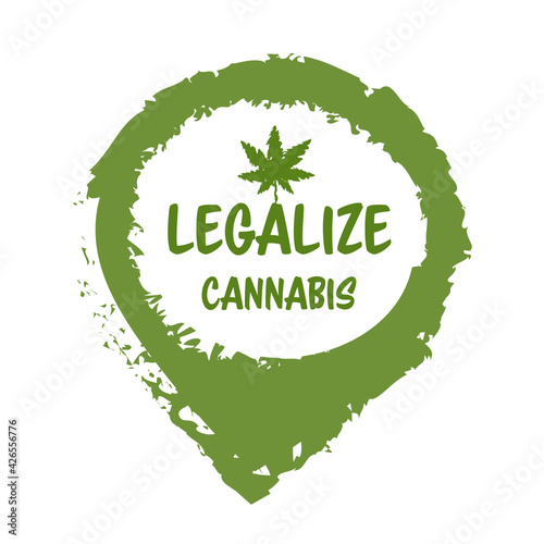 medical cannabis or marijuana leaf badge hemp legalize sticker drug consumption concept