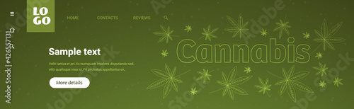 medical cannabis or marijuana leaves hemp legalize drug consumption concept horizontal copy space