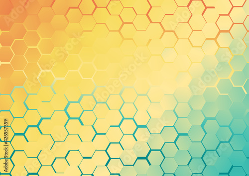 Abstract Blue and Orange Gradient Hexagon Background Vector