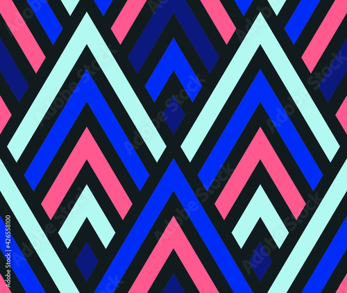Colorful geometric pattern background design. Seamless Retro Abstract modern art decorative geometry