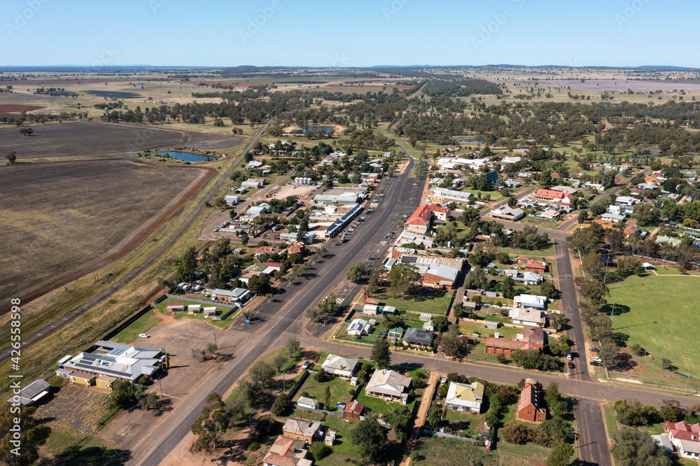 Aerial view of the central western New South Wales town of Trundle