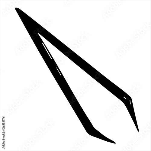 eyebrow tweezers. Isolated black beautiful female eyebrows. Makeup blank template vector illustration