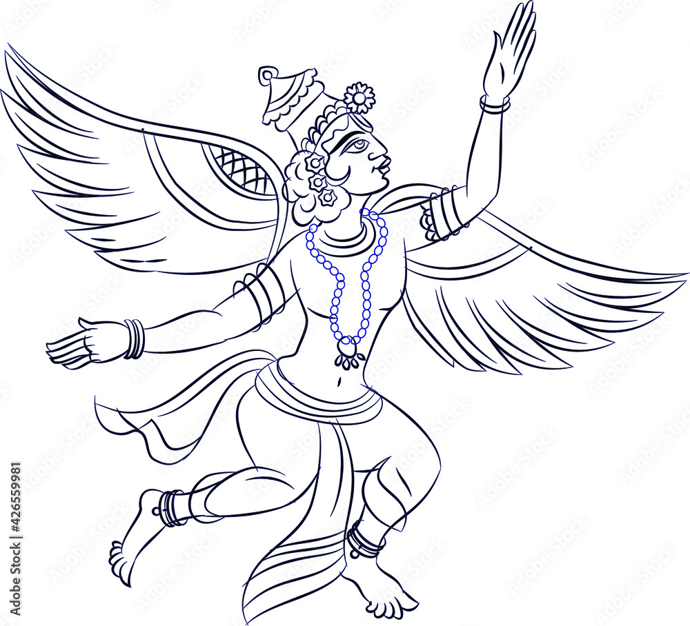 Wall painting of flying Gandharva, God's servant. Wall painting of flying Gandharva, God's servant.