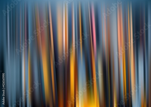 Blue and Orange Shiny Vertical Lines and Stripes Background Vector Graphic