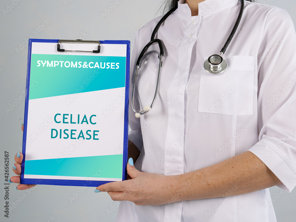 Healthcare concept meaning CELIAC DISEASE with phrase on the sheet. Healthcare concept meaning CELIAC DISEASE with phrase on the sheet.