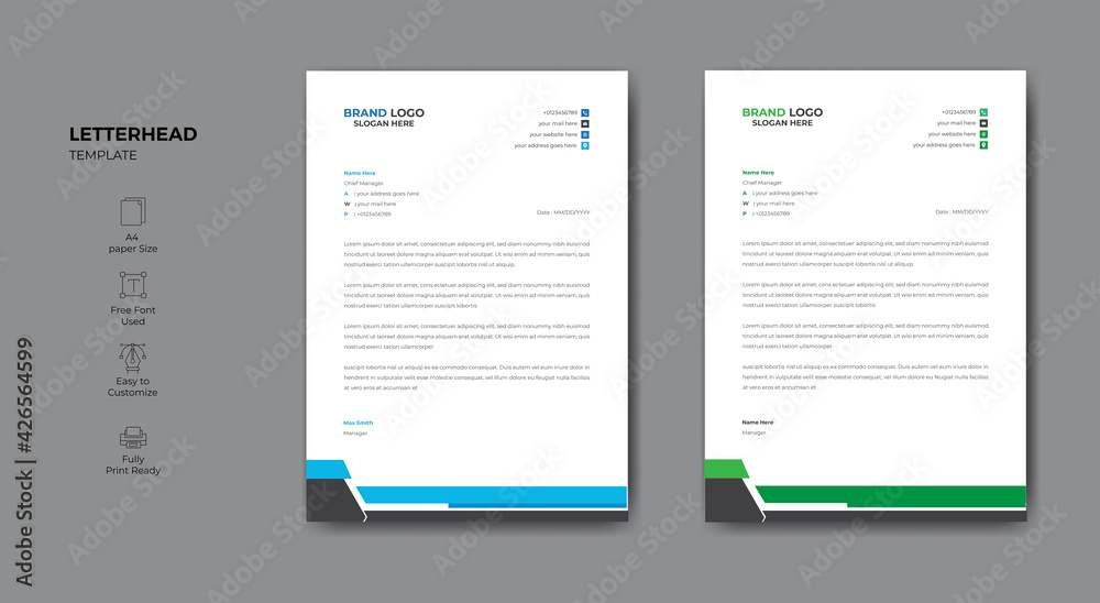 Clean and modern abstract corporate letterhead design for your project. Clean and modern abstract corporate letterhead design for your project.