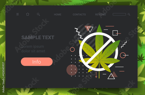 ban drug sign cannabis prohibition icon stop drugs consumption concept horizontal copy space