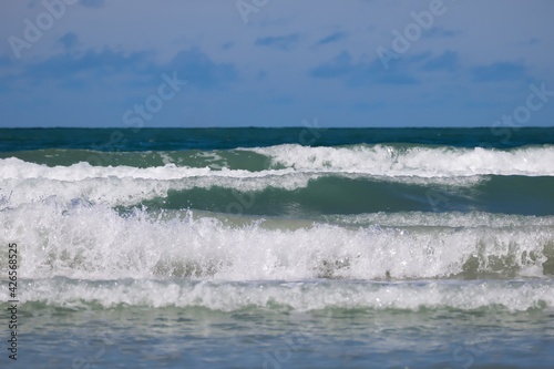 Fototapeta Naklejka Na Ścianę i Meble -  Clear water of sea waves on the beautiful beach. 
