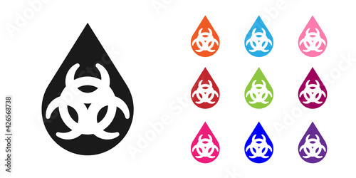 Black GMO icon isolated on white background. Genetically modified organism acronym. Dna food modification. Set icons colorful. Vector