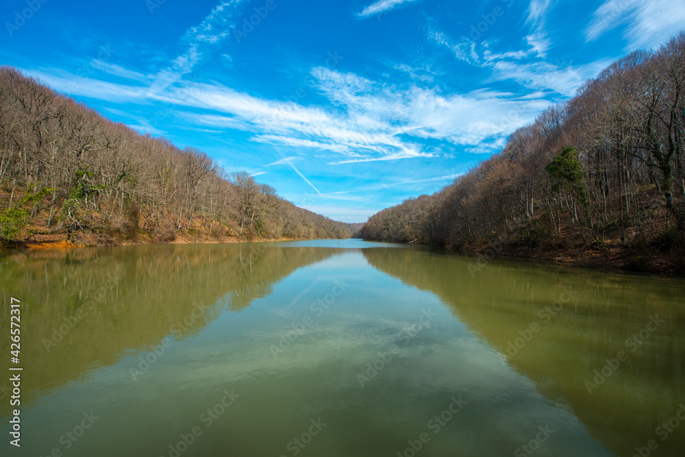 Fototapeta premium View of the lake in autumn. Belgrad Istanbul. 
