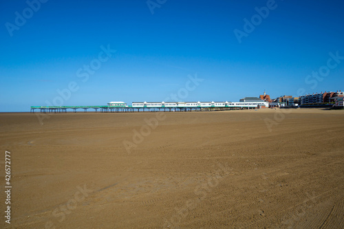 Photos Blackpool pier and an empty beach during the covid lockdown at lowtide