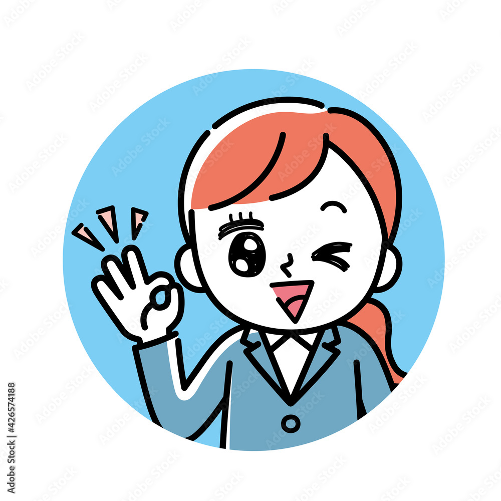 スーツを着た女性のアイコン(OK)