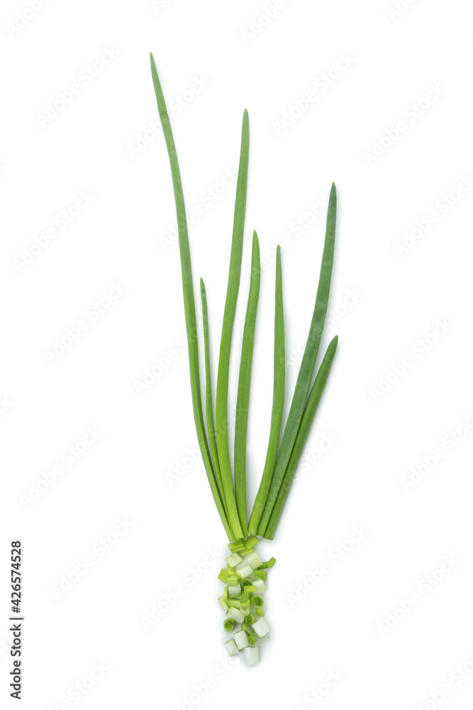 Chopped green onion isolated on white background