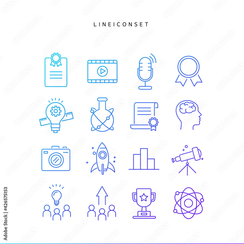 Collection of gradient line icons Collection of gradient line icons
