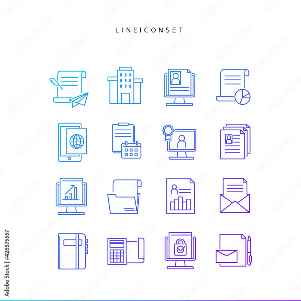 Collection of gradient line icons Collection of gradient line icons