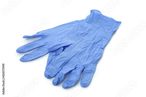 Blue medical gloves isolated on white background