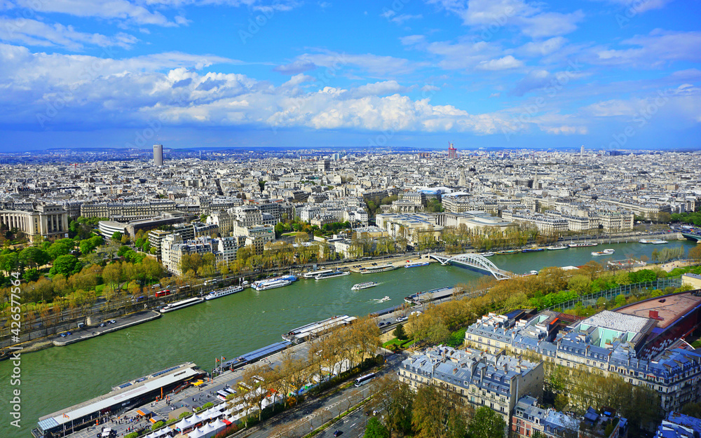 Aerial View of Seine River from Eiffel Tower