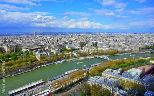 Aerial View of Seine River from Eiffel Tower